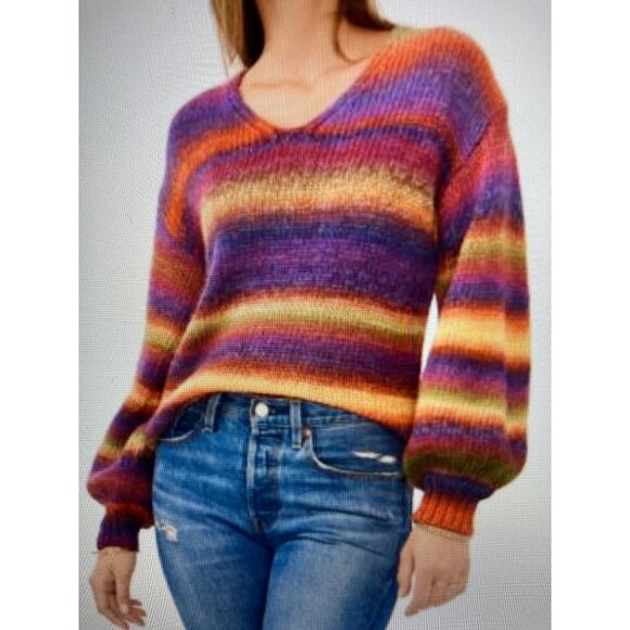 NWT VINCE CAMUTO WOMENS V-NECK LONG SLEEVE STR CITRUS SPICE Small - Picture 2 of 7